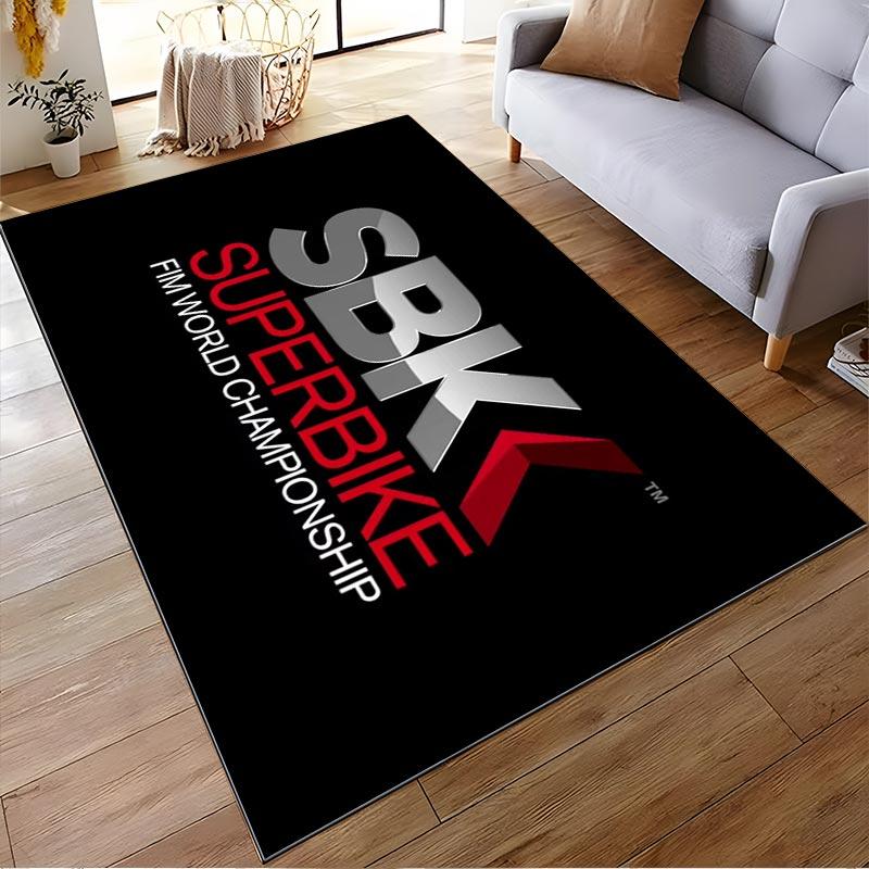 SBK Superbike Weltmeisterschaft Logo Dekorativer Schwarzer Teppich Geeignet für den Einsatz als Anti-Rutsch für Wohnzimmer Schlafzimmer Sofas