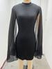 European and American Women's Ribbed Chiffon Cape Bodycon Dress