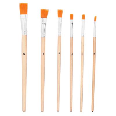 6Pcs Oil Painting Brushes Set Nylon Hair Wooden Handle Acrylic Watercolor Paint Brushes6Pcs Flat