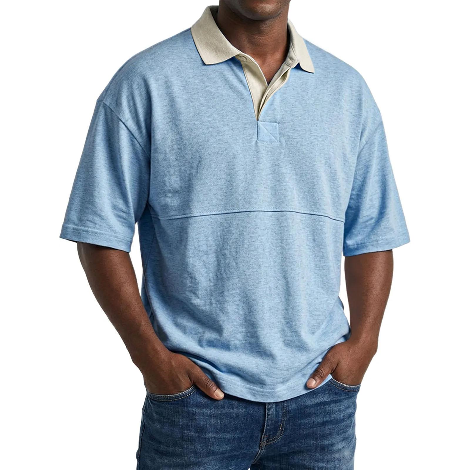

Men s Casual Collared Lightweight Breathable Short-Sleeve Shirt XL світло-синій колір