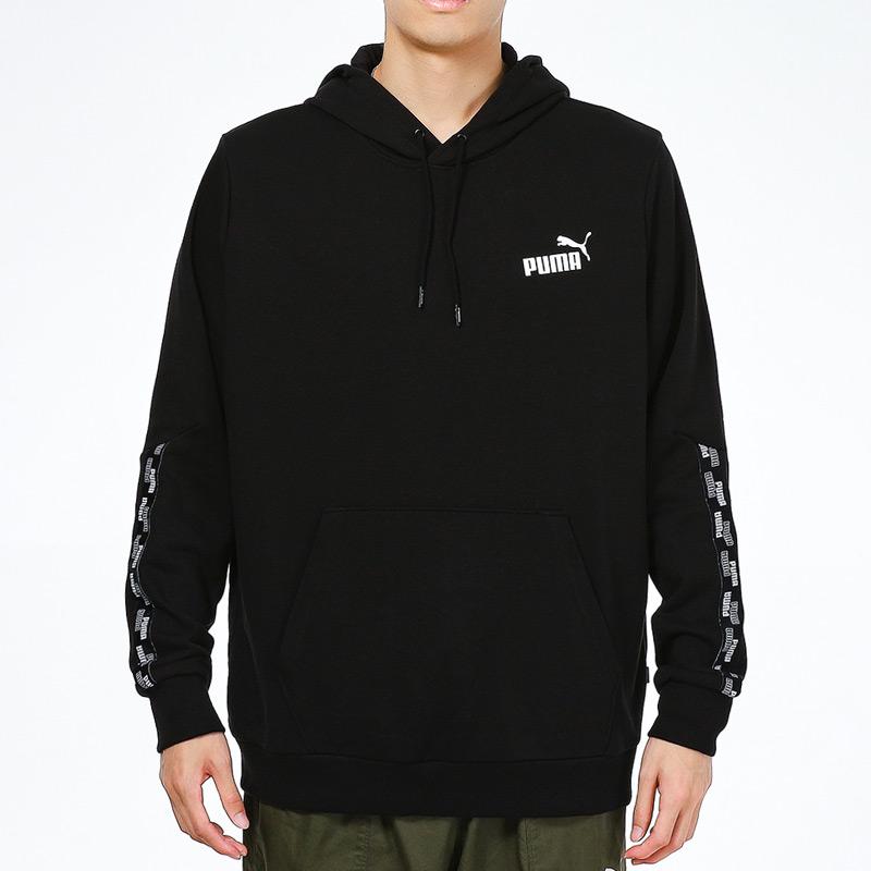 Puma Logo Hooded Pullover Long Sleeve Sweatshirt Men Tops Black 846560-01