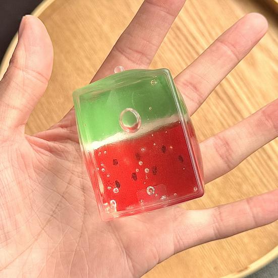 Watermelon Cube Stress Relief Toy Summer Watermelon Squeeze Toy Soft Stretchy Transparent Cube Sensory Relaxation Toy Party Favors