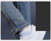 Men's Trendy Retro Slim Fit Korean Style Distressed Zipper Stitching Jeans for Autumn and Winter