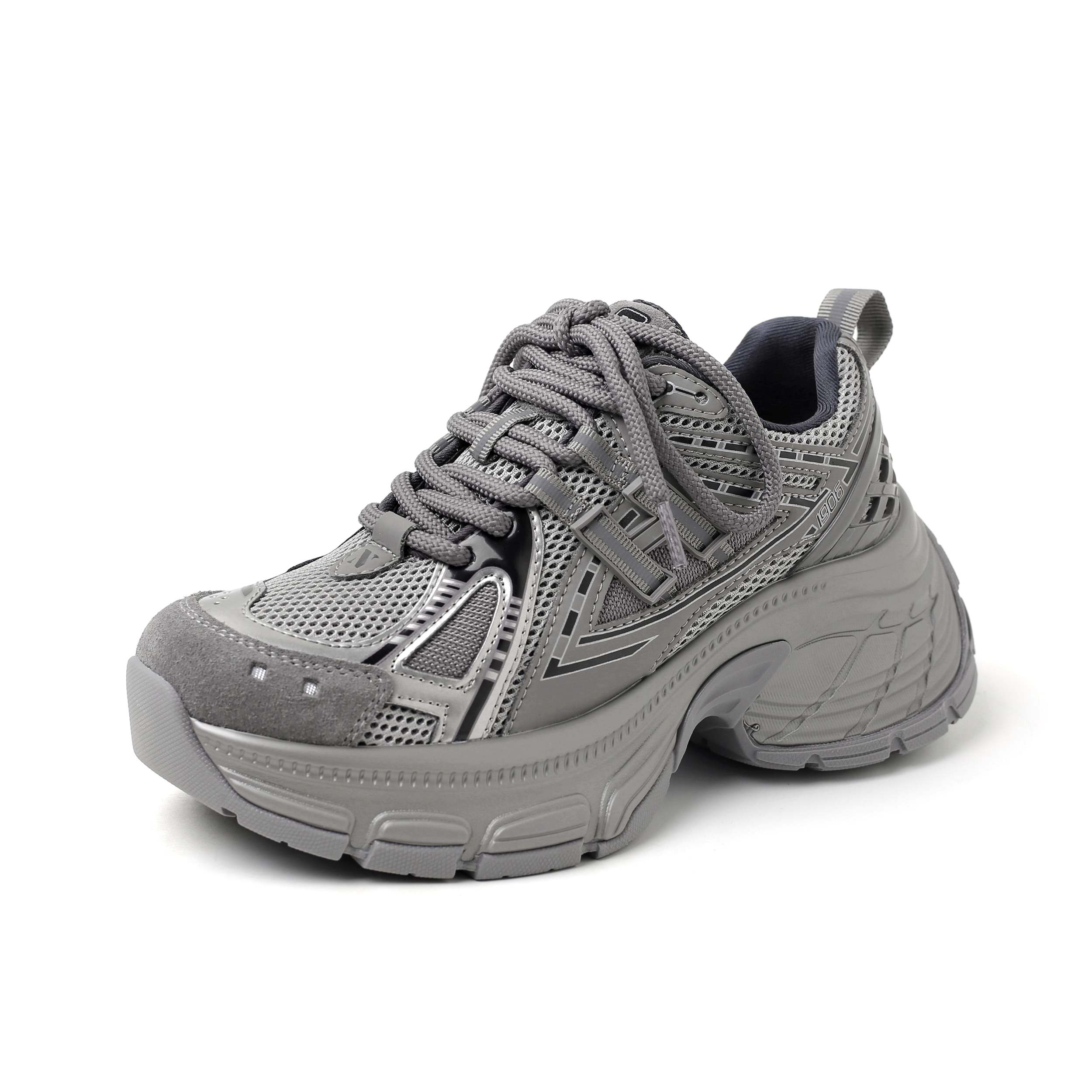 

Кроссовки Krazing Pot из микрофибры с сеткой, весна-осень-лето, на платформе, со шнуровкой, серебристого цвета, с толстой подошвой, женская модная обувь 40