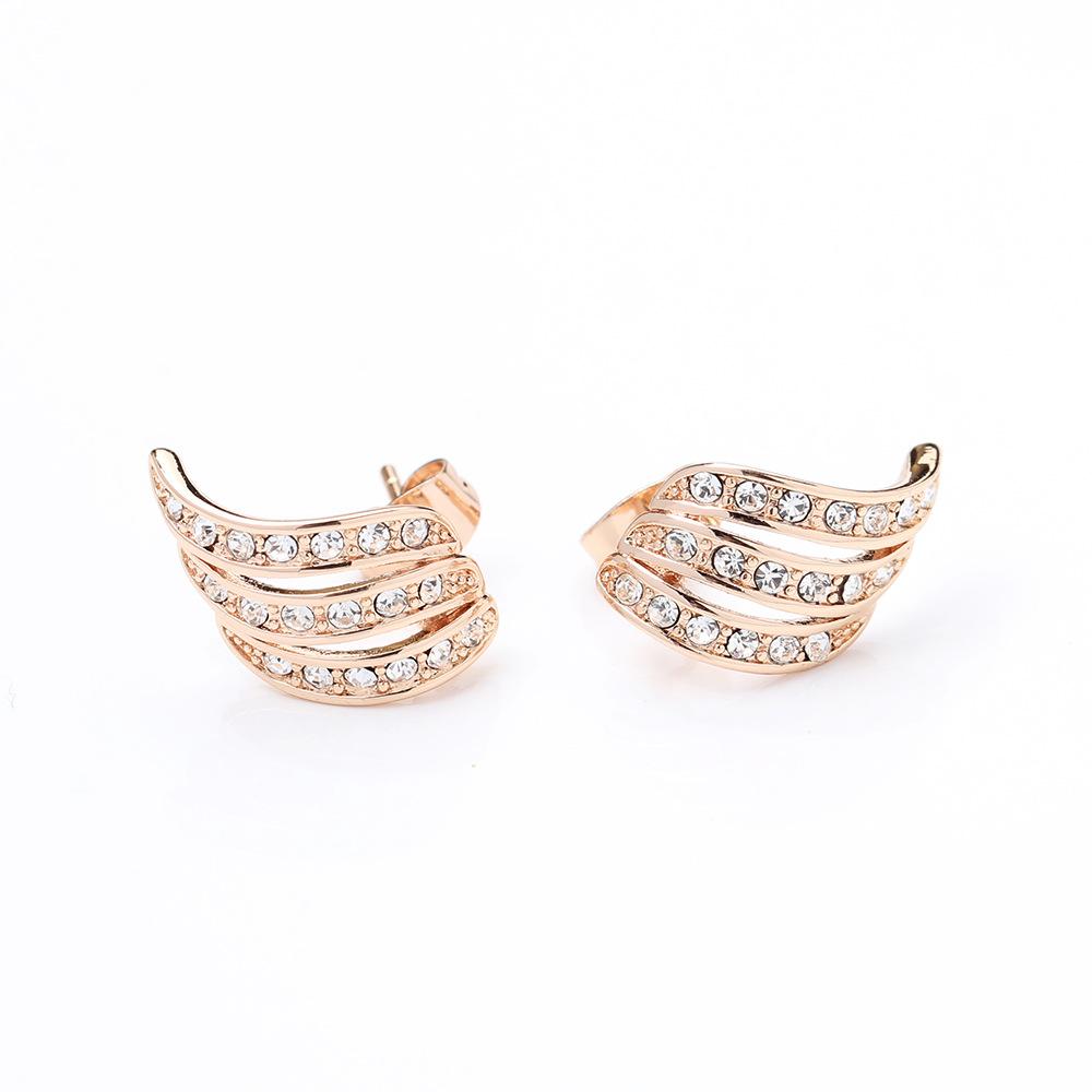 Classic Simple and Versatile Diamond-encrusted Gold and Silver Feather Earrings 925 Silver Needle Earrings Without Ear Piercings, Ear Clips, Earrings