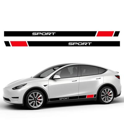For Tesla Model Y 2PCS Car Door Side Stickers PVC Car Decorative Decals Waterproof Vinyl Film Auto Exterior Styling Accessories