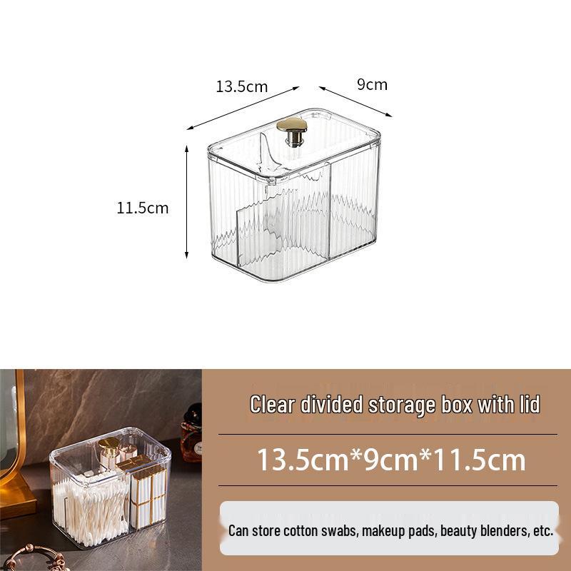 

Transparent Cosmetic Storage Box with Lid: Holds Cotton Swabs, Cotton Pads, Beauty Blender, and Makeup Brushes прозрачный/алмаз