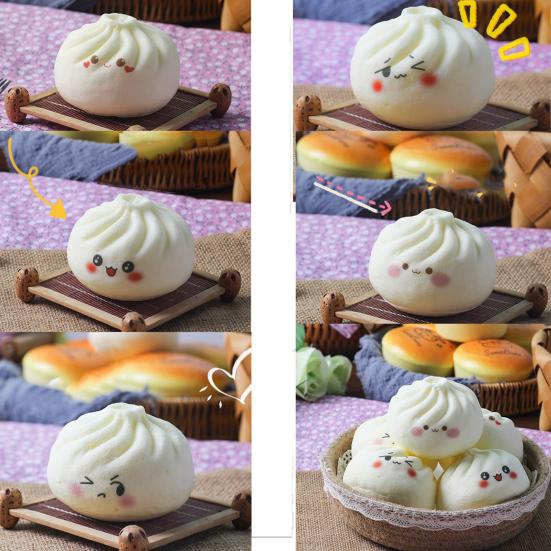 Cartoon Steamed Bun Squeeze Toy Simulated Dumpling Sensory Pinch Fidget Toy Stress Relief Relaxation Decompression Tool