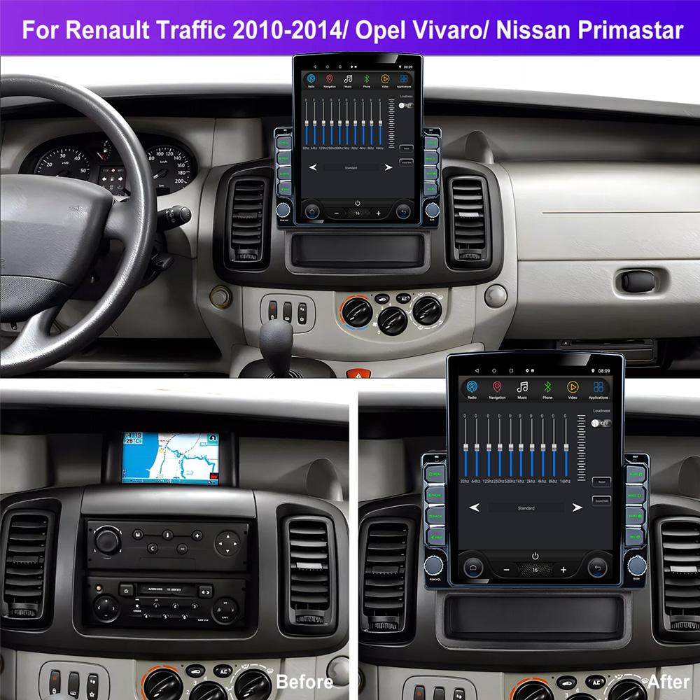 Radio auto cu ecran vertical de 9,7" pentru Renault Trafic 2 pentru Opel Vivaro A pentru Nissan primastar 2006-2014 Player de navigare Carplay