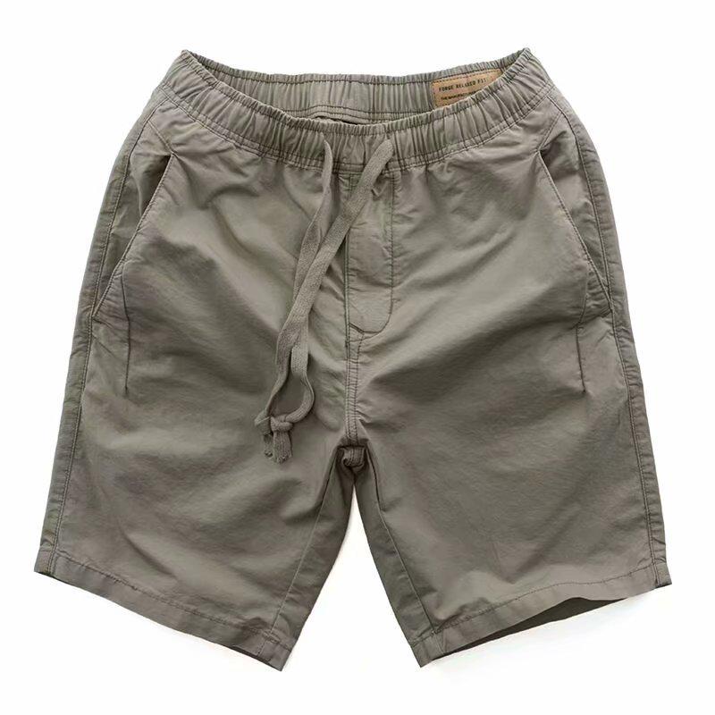 Men's Summer Cotton Casual Work Shorts - Solid Color, Versatile, Loose Fit, Black