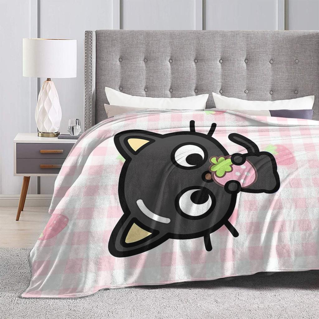 Cute Chococats Blanket Black Cat Super Soft Pattern Plush Throw Blanket For Girls Boys Couch Bed Flannel Bedspread Bed Cover