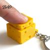 3D Printed Cheese Toy Simulated Fidget Clicker Keychain, Cube Finger Clicker, Fingertip Anxiety Stress Relief Push Button for Office Classroom Shaped
