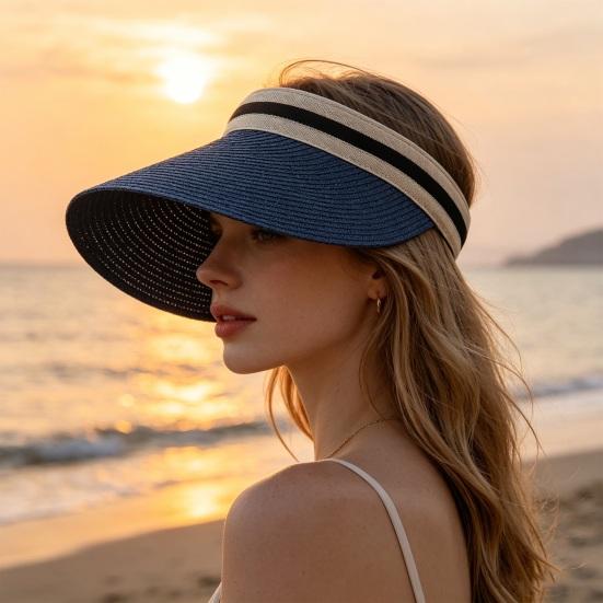 Summer Foldable Sun Hat, Breathable Braided Straw Hat, Portable UV Protection Hat for Beach Travel Hiking