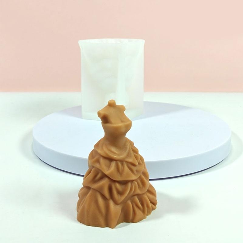 Evening Dress Silicone Molds for Candle Soap Fondant Chocolate Candy Wedding Dress Silicone Candle Molds for Epoxy Resin