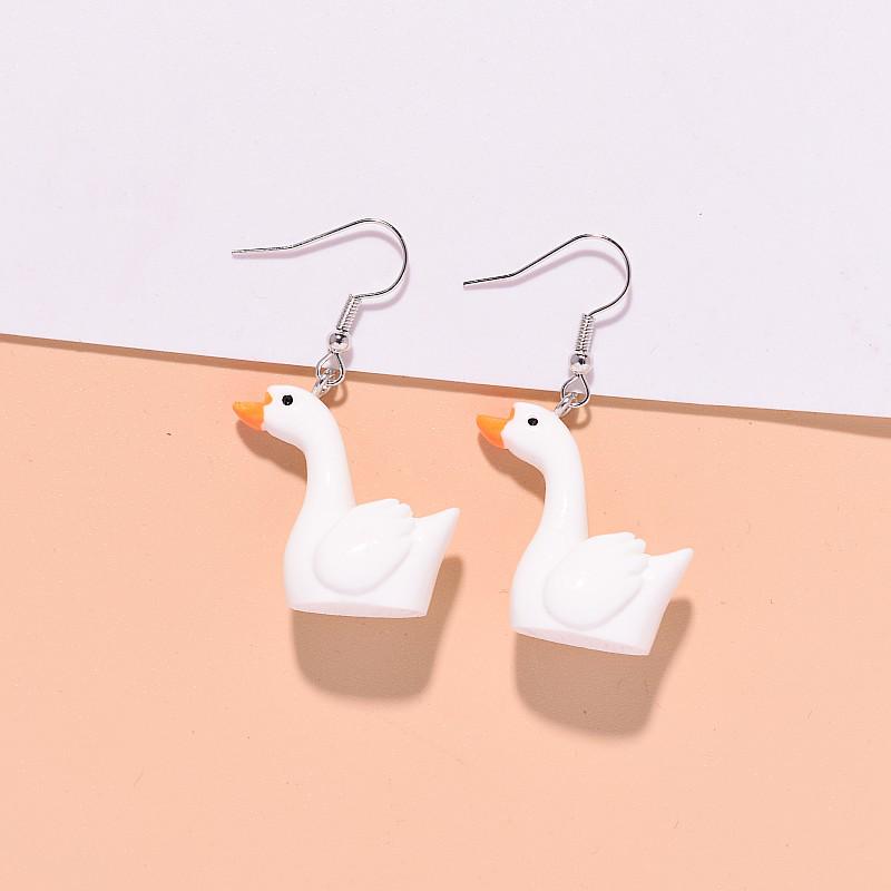 3D Resin Swan Earrings: Cute and Fun Animal Ear Hooks for Women