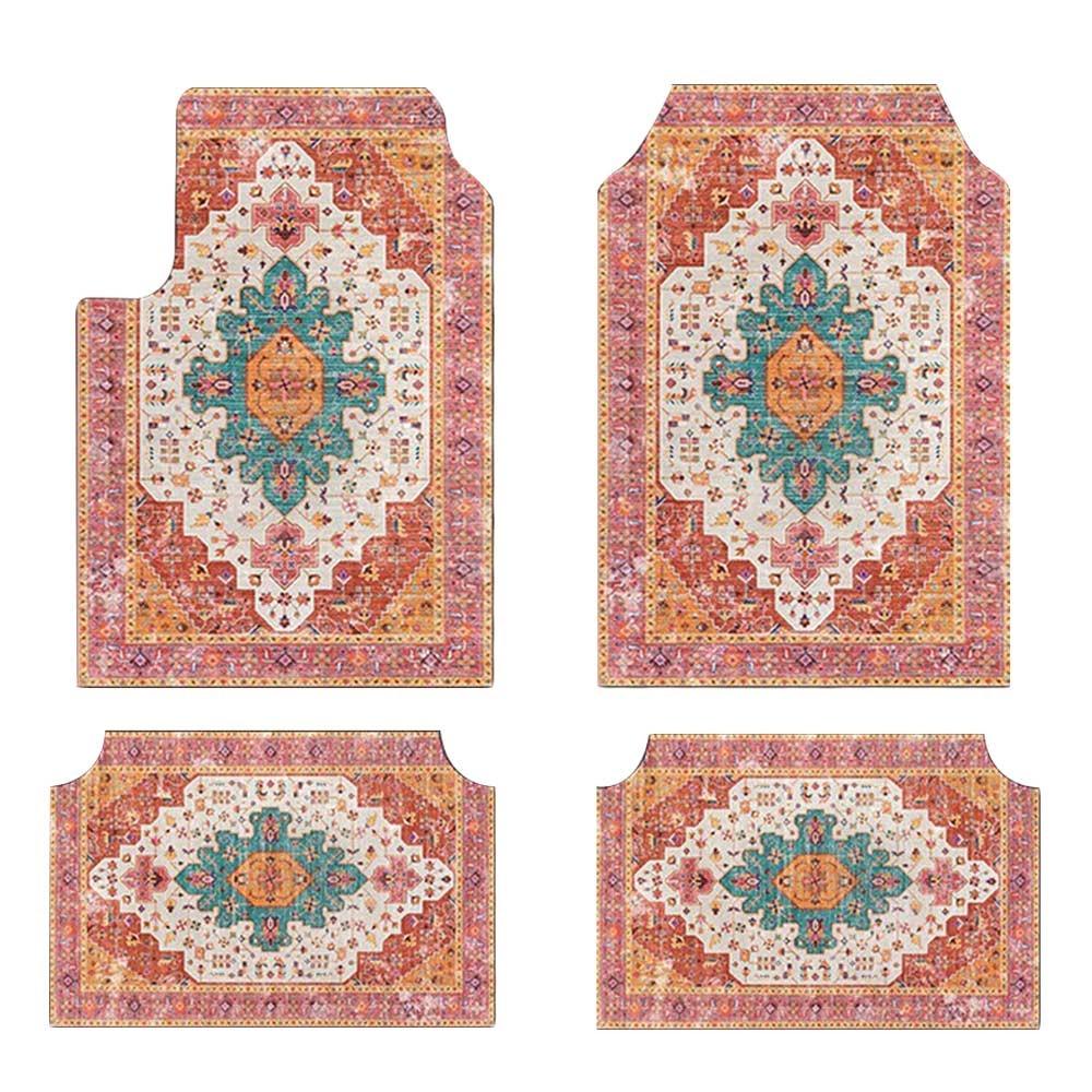 4Pcs/Set Heavy Duty Car Floor Mats Bohemian Car Accessories Durable Car Carpet for Front Rear Seats