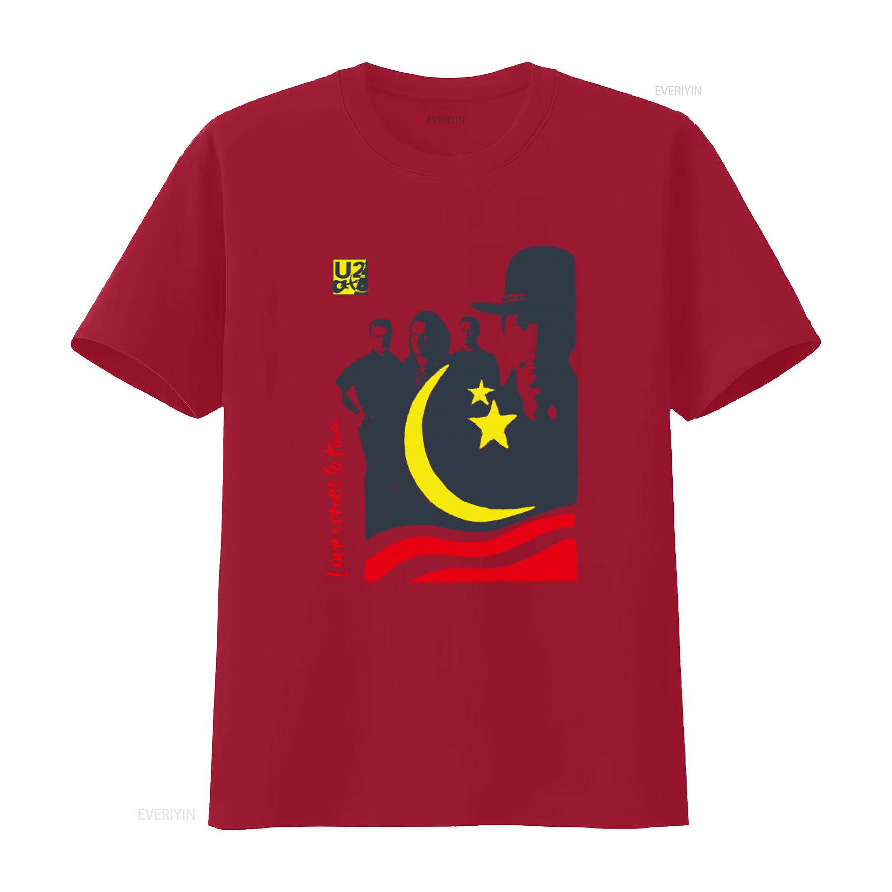 U2 Love Comes To Town T Shirt Official Band Merchandise with Iconic Design vintage Washed Casual Breathable fashion Slightly S