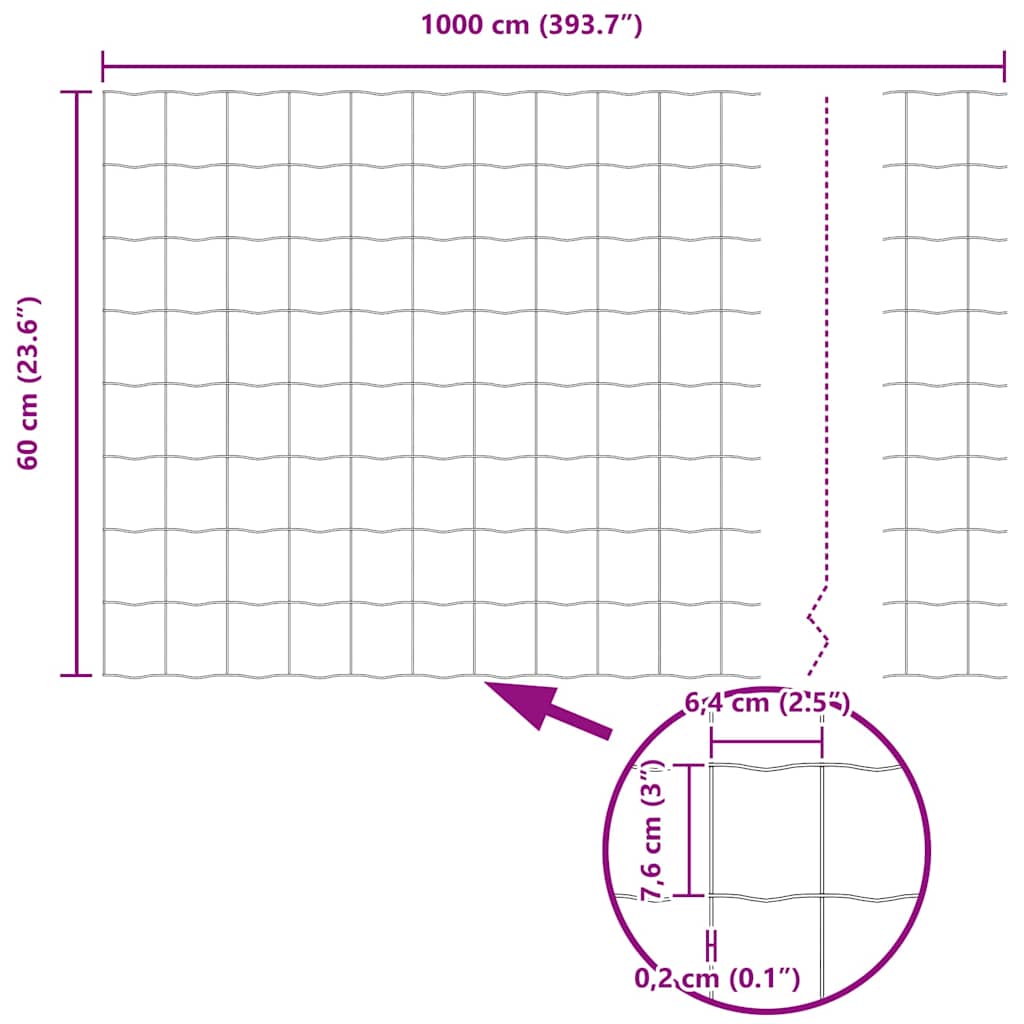 Euro Fence Green 0.6 x 10 m PVC Coated Iron