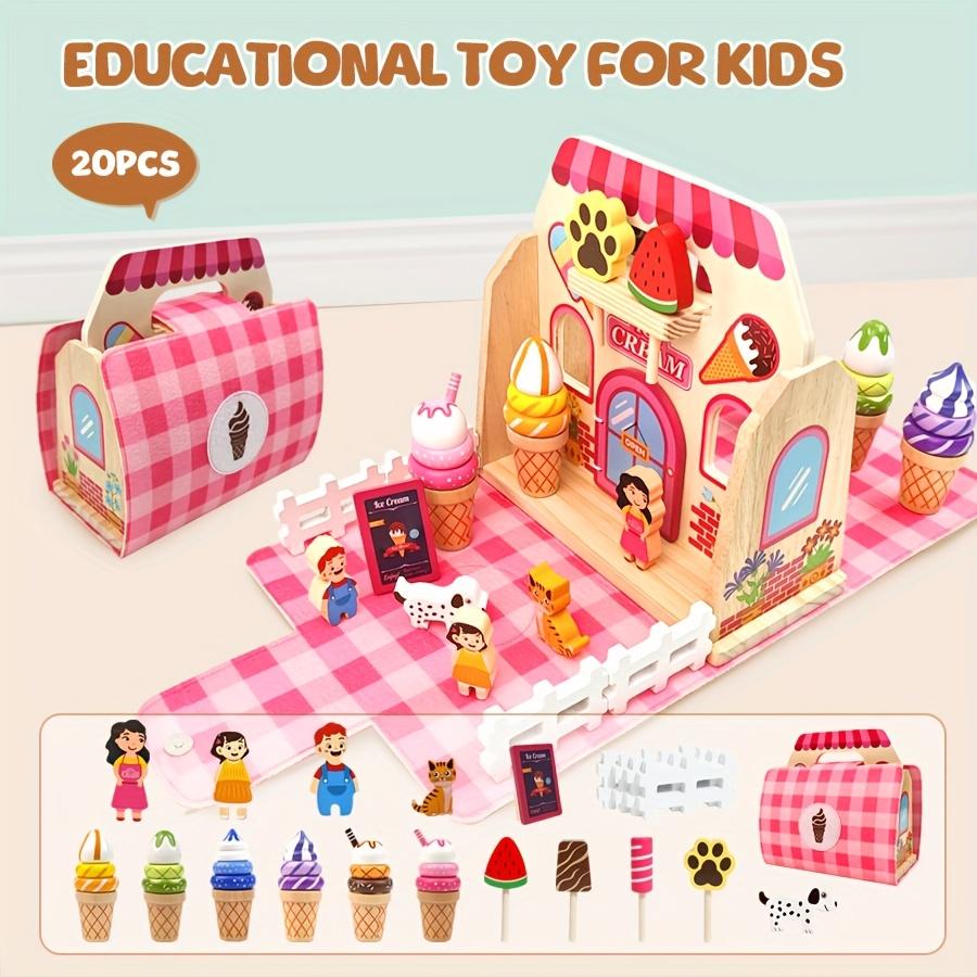 Wooden Educational Toy Ice Cream Pet Hospital Afternoon Tea Portable Set Bag Pretend Play Series Three Options Available