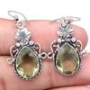 Green Amethyst Gemstone Handmade Gift For Her Silver Jewelry Earrings 1.5''