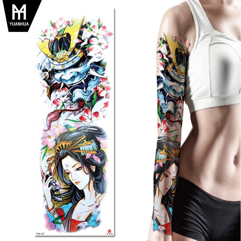 Waterdichte tattoo stickers voor de hele arm: Jezus, Maagd Maria, Kroon, Leeuw-ontwerp