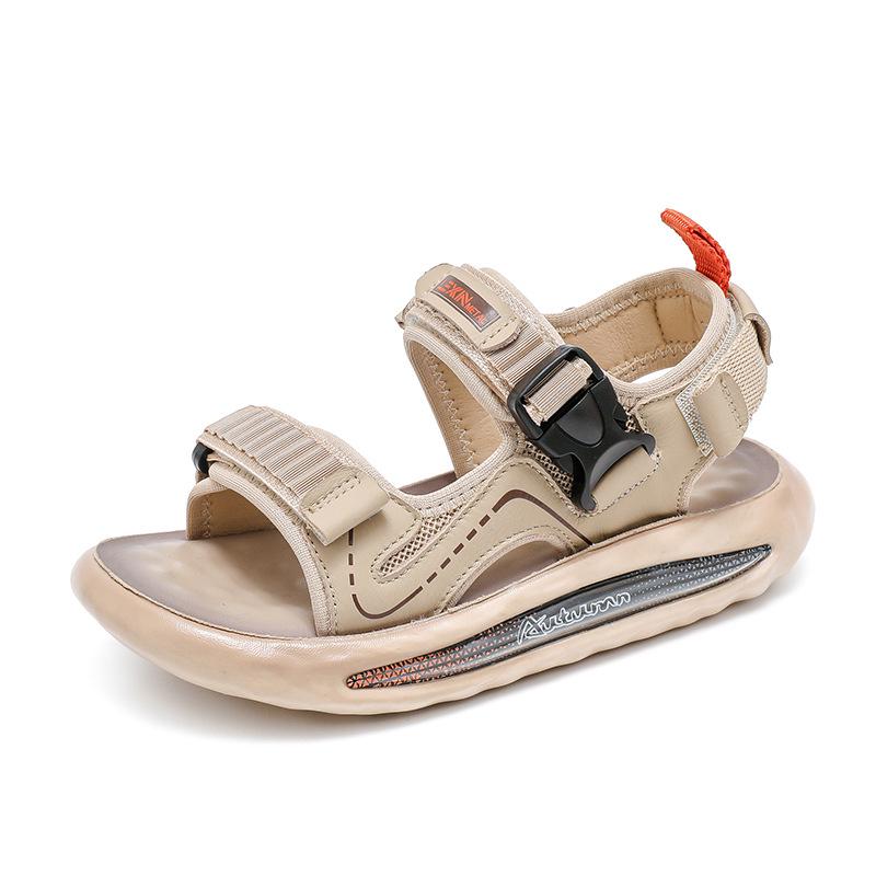 

Boys 2025 Summer Genuine Leather Non-slip Soft Sole Beach Sandals Size 33 (20.8 cm) хаки