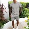 Mens Short Sleeve Tracksuit Casual 2 Piece Set Polo Collar Zip Up Outfit