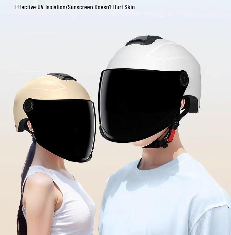 Durable Dual-Lens Motorcycle Half Helmet for Men & Women – Breathable, Sun-Protected, All-Season Safety