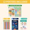 12Pcs Educational Posters Classroom Decor Toddlers, Preschool Learning Wall Art Teacher Supplies for Kids Ages 1-5
