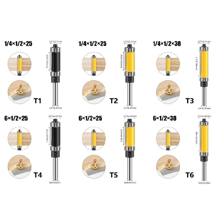Double Edges Trimming Router Bit With Double Bearing Guide Carbon Steel Body Rust Resistant Finish for DIY Enthusiasts