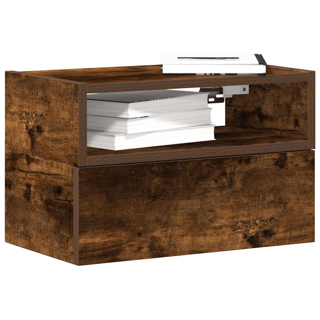 Vidaxl Wisząca Szafka Nocna, Przydymiony Dąb, 45X26X28,5 Cm
