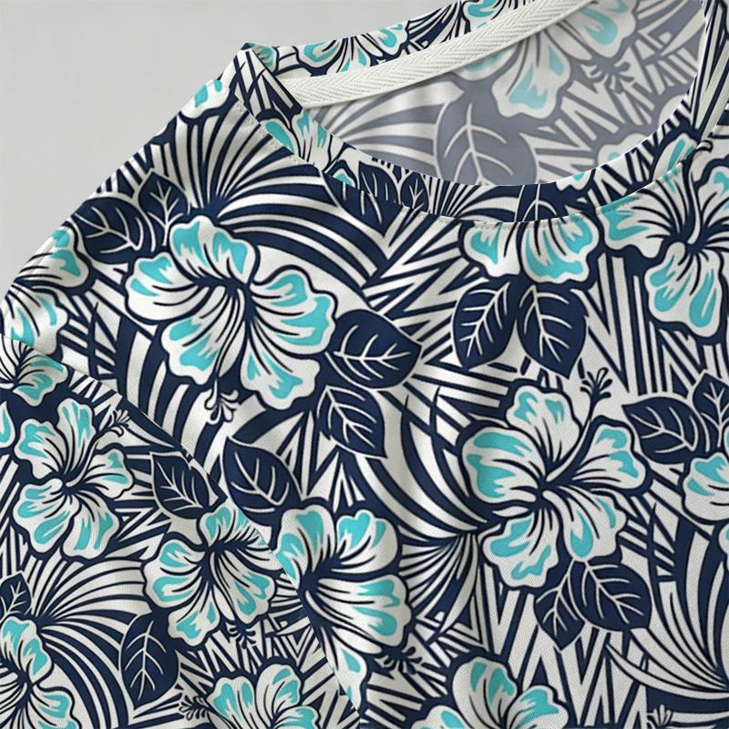 Women's Minimalist Short Sleeve Crew Neck T-Shirt Floral Print Soft Comfortable Top, Versatile for Daily & Casual Home Wear