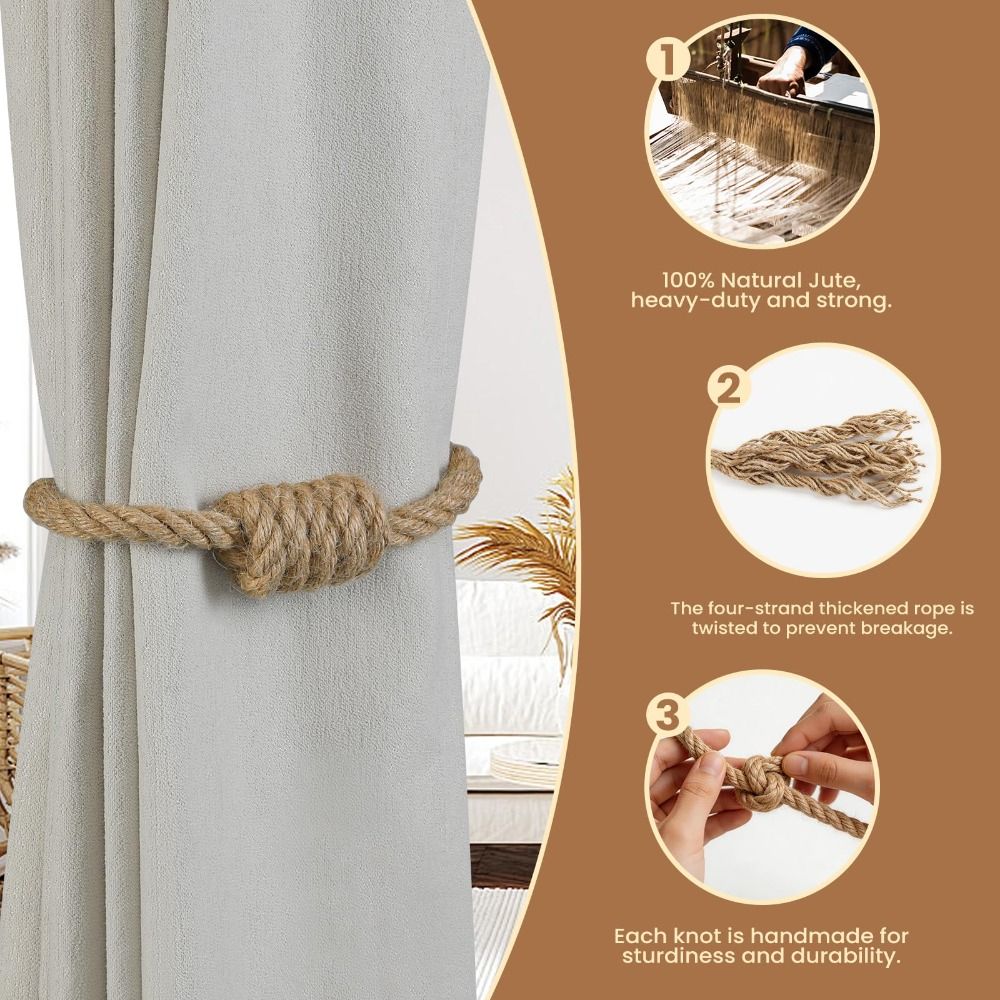 2 Pack Creative Magnetic Curtain Tiebacks Rope Knot Curtain Tiebacks Curtain Holdbacks  Home Decor