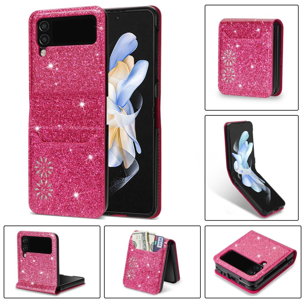 Suitable for Samsung Z Flip4 Mobile Phone Case Z Flip3 Glitter Star Card Anti-drop Protective Case 3rd Generation Folding