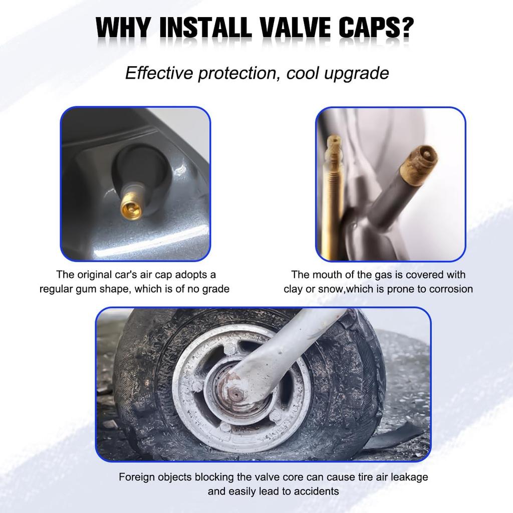 Car Tire Valve Stem Caps, 4PCS Spike Style Aluminum Alloy Leakproof Vehicle Wheel Stem Caps, Dustproof Automotive Tire Air Valve Cover Accessories,