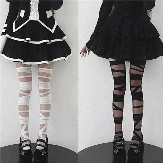 Lolita Cross Irregular Laced Over-the-Knee Stockings for JK Girls