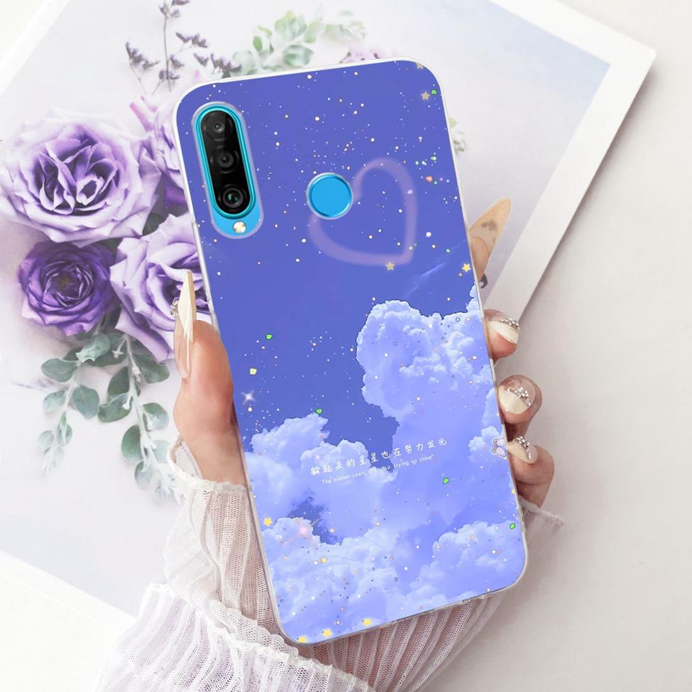 Transparent For Huawei P30 Lite Case Cover Cute Cat Fashion Butterfly Funny Painted Casing MAR-L01A MAR-L21A MAR-LX1A