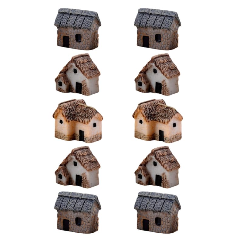 ibasenice Мини-домик, 10 фигурок, Горная хижина, Прочный, Без запаха, Садовый террариум, Аксессуары для DIY-садоводства, Случайный дизайн