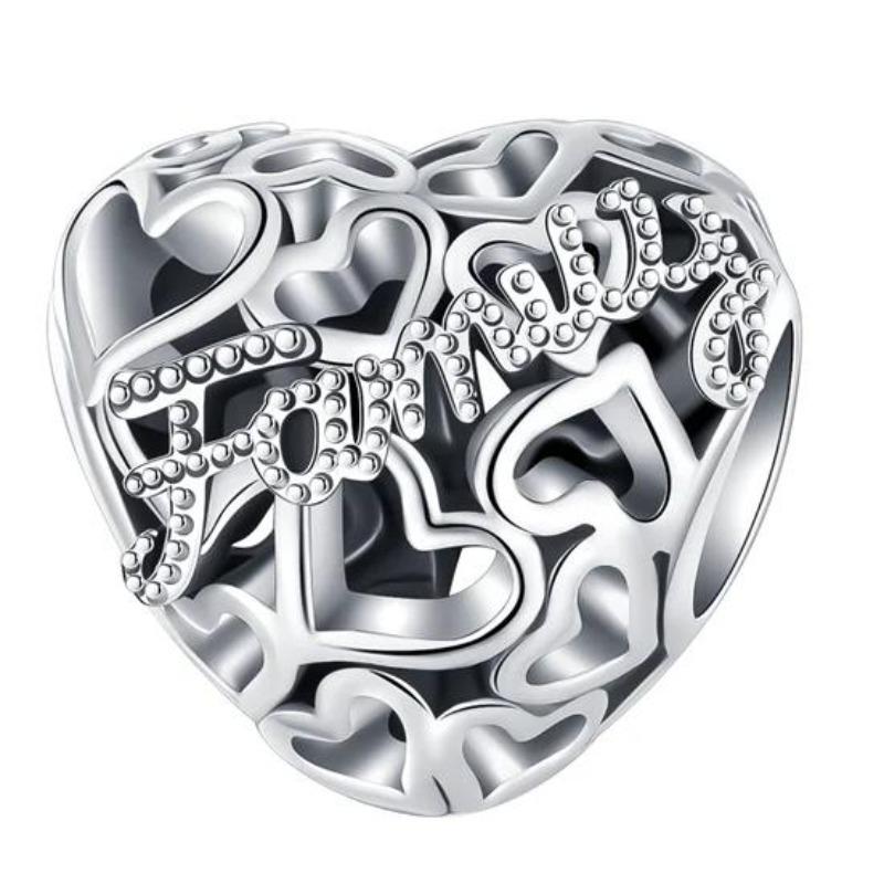 New Heart-Shaped Charms Copper Flower Forever Love Beads Fit Original Bracelets Necklace For Women Diy Jewelry Gift