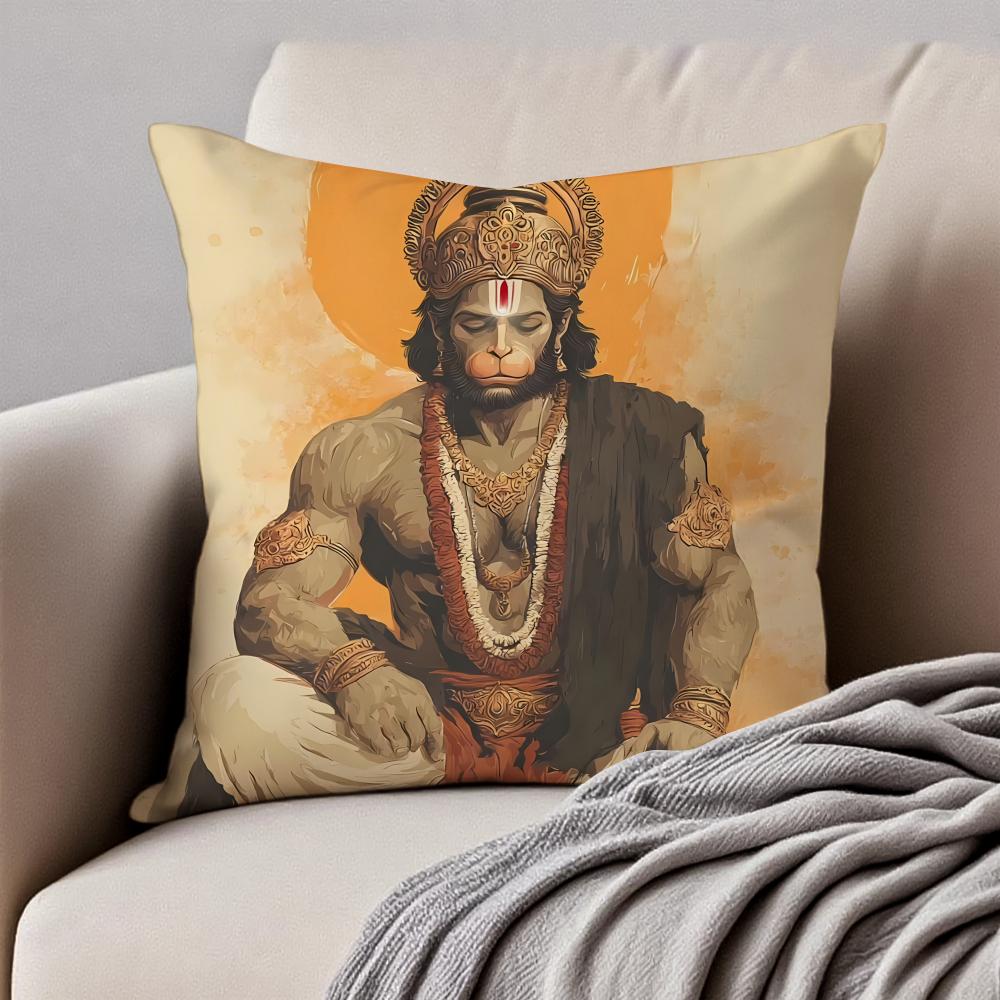 Classical traditional HHanuman Cushion Cover Pillowcase Antidustmite Invisible Zipper Short Plush Sofa Cushion