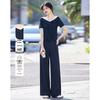 Women's Elegant Color-Block Short Sleeve Top and Pants Set