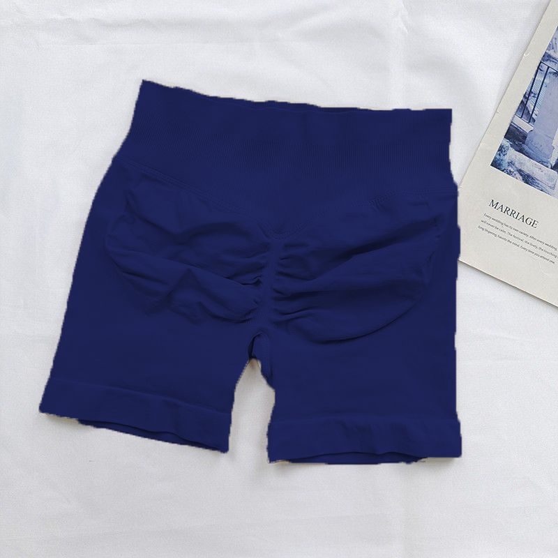 Fashion Yoga Shorts Hip-Lifting High Waist Belly Contracting High Elastic Tights Peach Hip Exercise Shorts Fitness Shorts Women Ink Blue L