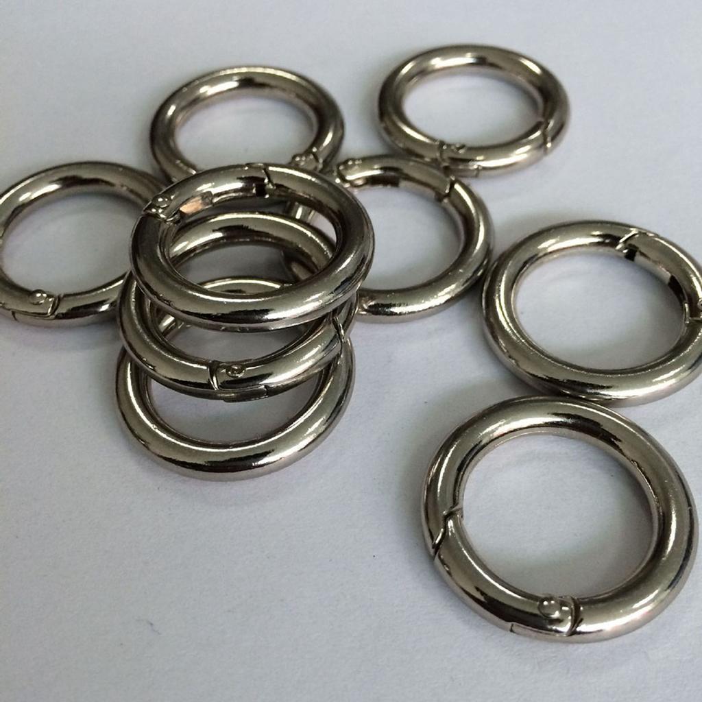6pcs Metal Spring O Rings Clip Keychain Round Zinc Alloy Spring Snap Clip Hook Keychain Silver