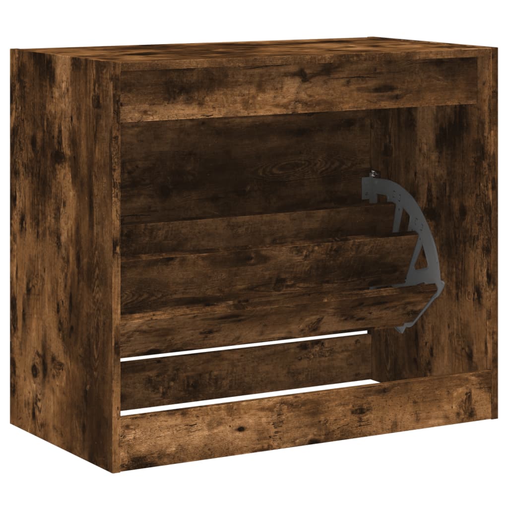 Shoe Cabinet Smoked Oak Finish 80 x 42 x 69 cm Engineered Wood