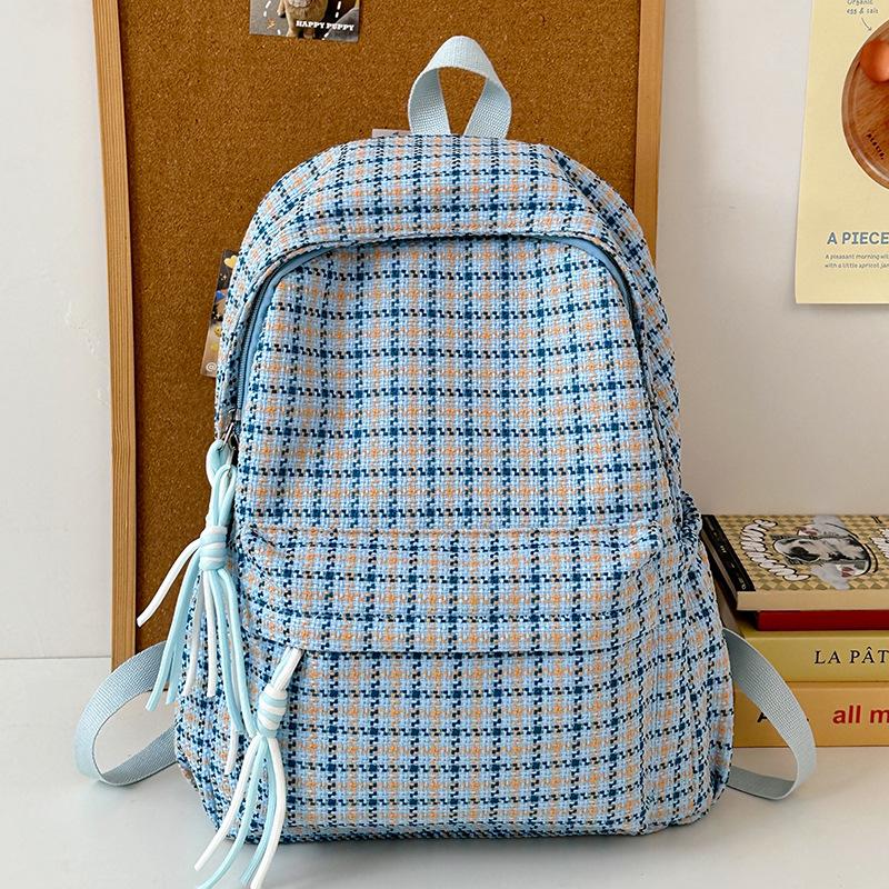 Children's Schoolbags Elementary School Students Junior High School Students Plaid Backpacks