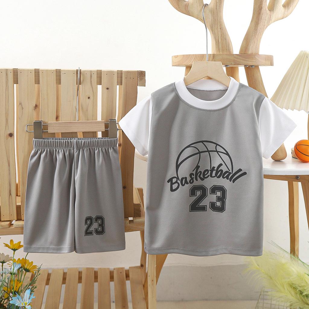 Children's Basketball Jersey Set Boys Girls Dry Fit Mesh Summer Sports Wear Short Sleeve Kids Clothing Athletic Outfit