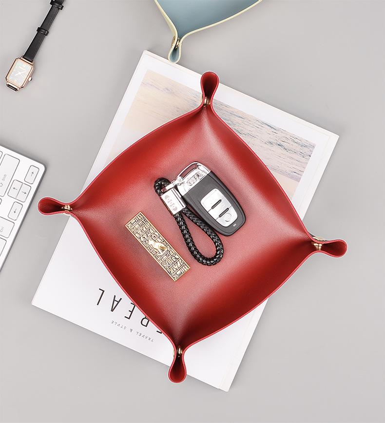 Nordic Leather Storage Tray for Keys, Cosmetics, and Sundries