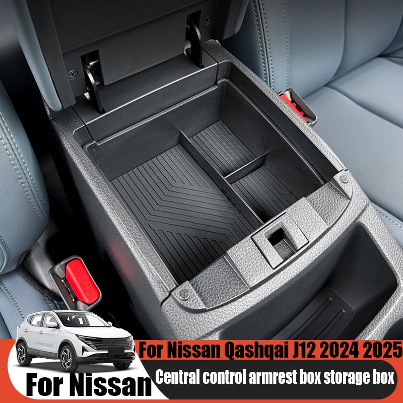 For Nissan Qashqai J12 2024 2025 Central Control Armrest Box Storage Box Car Storage Supplies Accessories Partitioned Storage