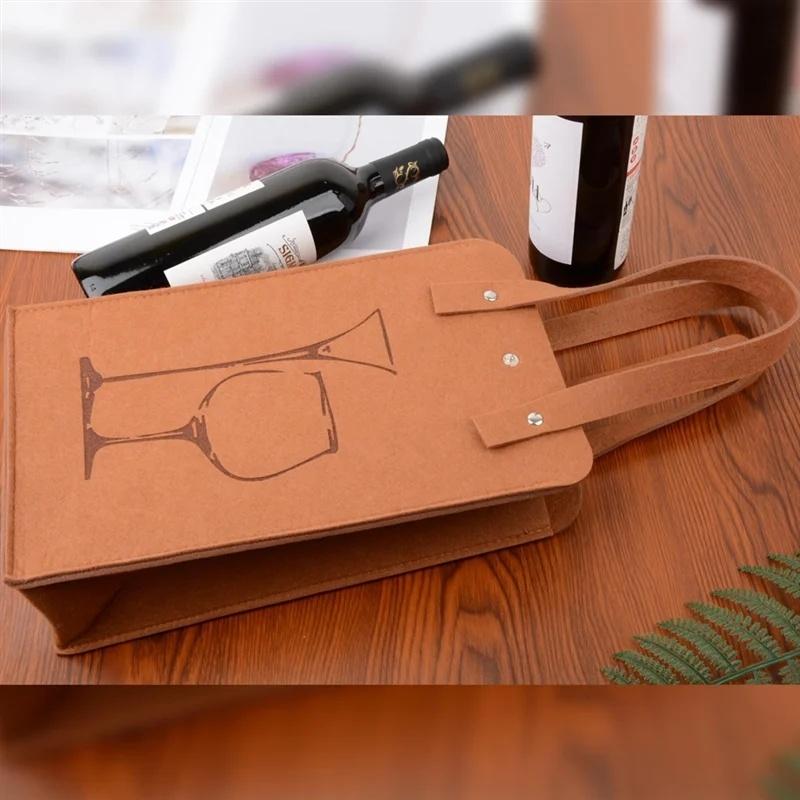 New Felt Red Wine Bag Gift Double Wine Gift Storage Bag Handheld Drink Bag