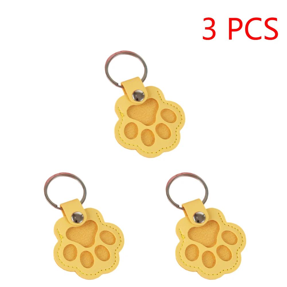 1-5PCS Pet Hair Keepsake Keychain PU Pet Keychains Hair Collector Cute Paw-Shaped Charm for Keyrings Bags and Personal Mementos